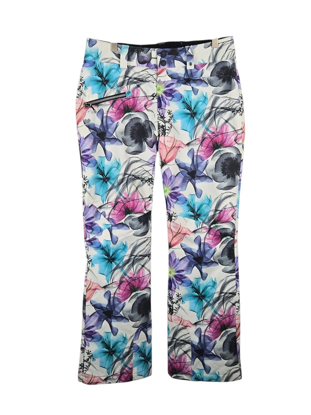 Obermeyer Malta Insulated Ski Pants Floral Print White Size 8